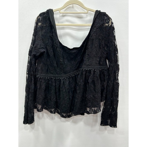 Cider Tops - Cider Blouse Womens 1X Black Lace Sheer Peplum Gothic Dark Romantic Whimsigoth